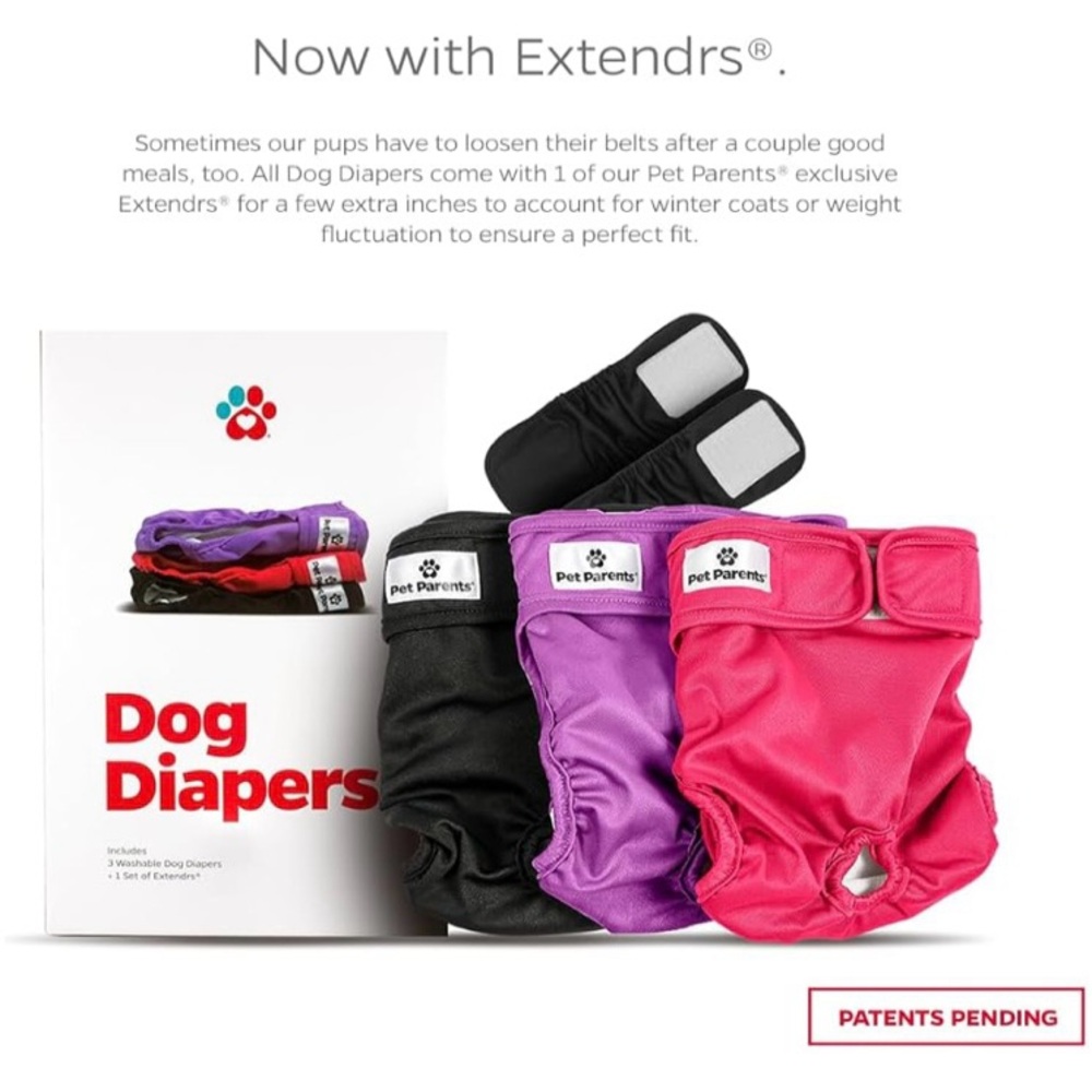 Pet Parents  Dog Diapers-Three in Box-Size Large 19-27”NWT-Princess Colors